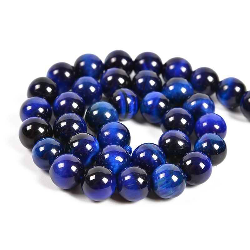 Nancybeads 45pcs 8mm Natural Sapphire Tiger's Eye Gemstone Round Spacer Loose Stone Beads for Jewelry Making 15.5" 1 Strand (Sapphire Tiger's Eye, 8mm 45Beads) - Image 2